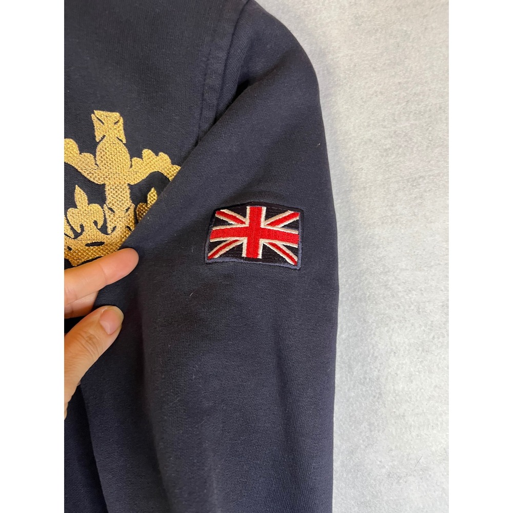 London England NAS jacket full zip navy gold crown emblem Sz L - Picture 5 of 6